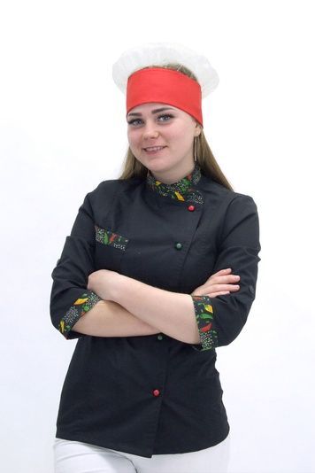Поварской колпак с сеткой саржа красный/белый Соти велкро - Форма повара