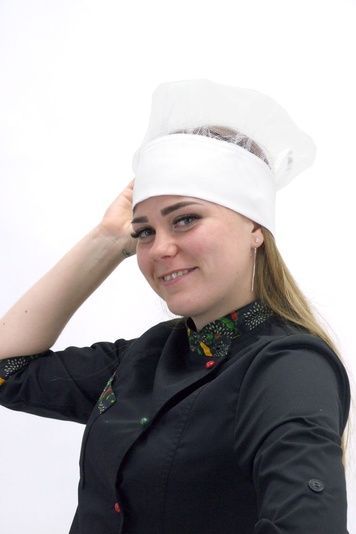 Поварской колпак с сеткой котон белый Соти велкро - Форма повара